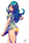  blue_eyes blue_hair bottomless green_eyes green_hair highres lips long_hair original solo 