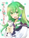  green_eyes green_hair hair_ornament kochiya_sanae school_uniform tears touhou translated zawameki 