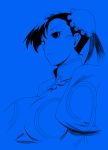  blue_background bun_cover chun-li double_bun monochrome street_fighter tsukudani_(coke-buta) tukudani 