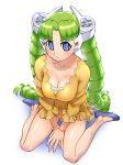  cleavage doll_joints drill_hair green_hair kneeling long_hair original solo ueyama_michirou 