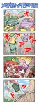  4koma =_= arcade braid car colonel_aki comic crazy_eyes crescent driving hat hong_meiling initial_d motor_vehicle multiple_girls parody patchouli_knowledge playing_games silent_comic surprised sweatdrop thumbs_up touhou translated vehicle 