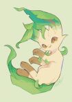  brown_eyes commentary_request full_body gen_4_pokemon highres kikuyoshi_(tracco) leafeon looking_at_viewer no_humans paws pokemon pokemon_(creature) signature smile solo toes 