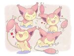  =3 blush bubble cat closed_eyes commentary_request fang gen_3_pokemon heart kikuyoshi_(tracco) multiple_views no_humans open_mouth pokemon pokemon_(creature) skitty sleeping smile tongue zzz |d 