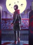  1girl 1other 4boys building full_moon highres hood hoodie mask miles_morales moon multiple_boys shoes shorts sneakers solo_focus somechime_(sometime1209) sp//dr spider-gwen spider-ham spider-man spider-man:_into_the_spider-verse spider-man_(miles_morales) spider-man_(series) spider-man_noir spray_can superhero 