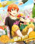  aoi_yusuke character_name idolmaster idolmaster_side-m orange_hair red_eyes shirt short_hair smile wink 