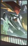  1girl curled_up floating floating_hair ghost gundam gundam_hathaway&#039;s_flash highres kyotyan looking_to_the_side mecha mobile_suit quess_paraya science_fiction solo_focus symbol_commentary twintails v-fin xi_gundam 