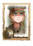  1girl blonde_hair blue_eyes british_army closed_mouth company_of_heroes hat long_hair medium_hair military military_hat military_jacket military_uniform necktie original portrait shaded_face solo twintails uniform world_war_ii zhainan_s-jun 