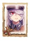  1girl bangs closed_mouth company_of_heroes german_army hair_over_one_eye hat long_hair military military_hat military_jacket military_uniform original portrait purple_hair red_eyes scar scar_across_eye scar_on_face scar_on_mouth solo uniform world_war_ii zhainan_s-jun 