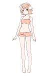  1girl absurdres bangs breasts eyebrows_visible_through_hair full_body green_eyes highres indie_virtual_youtuber looking_at_viewer midriff navel orange_shorts shigure_ui shigure_ui_(vtuber) short_hair short_shorts shorts smile solo standing 