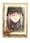  1girl bangs closed_mouth company_of_heroes german_army hair_between_eyes hat helmet long_hair military military_hat military_uniform monocle original portrait red_eyes solo uniform white_hair world_war_ii zhainan_s-jun 