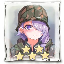  1girl bangs camouflage camouflage_helmet camouflage_jacket closed_mouth company_of_heroes earrings german_army hair_between_eyes hair_over_one_eye hat helmet jacket jewelry lowres medium_hair military military_hat military_uniform original portrait purple_hair side_ponytail solo star_(symbol) uniform violet_eyes world_war_ii zhainan_s-jun 