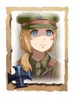  1girl blonde_hair blue_eyes closed_mouth company_of_heroes german_army hat medium_hair military military_hat military_uniform necktie original portrait shaded_face solo uniform world_war_ii zhainan_s-jun 