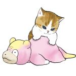  bangs cat commentary_request full_body gen_1_pokemon highres juno_(mofu_sand) lying no_humans on_stomach original pokemon pokemon_(creature) simple_background slowpoke white_background 