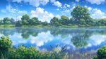  artist_name blue_sky bush clouds cloudy_sky copyright_name copyright_request day grass highres lake landscape nature no_humans power_lines reflection reflective_water sky tree troncill water 