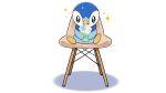  +_+ blue_eyes chair commentary_request cup gen_4_pokemon holding no_humans official_art on_chair piplup pokemon pokemon_(creature) prj_pochama sitting solo sparkle toes white_background 