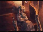  1girl blue_eyes blue_hair dark_persona dual_persona indoors koto_inari letterboxed one-hour_drawing_challenge red_eyes reflection short_hair sitting solo tatara_kogasa third_eye touhou train_interior umbrella waiting window 