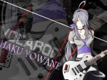  alternate_costume breasts cleavage closed_eyes guitar huge_breasts i_sing_for_you_(vocaloid) instrument large_breasts long_hair midriff mujun_(zipper) silver_hair vocaloid voyakiloid yowane_haku zipper 