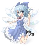  blue_hair cirno fang frog ice mitsuharu_iseki ribbon touhou wings 