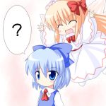  ? artist_request cirno incipient_hug lily_white multiple_girls pounce r_pascal touhou 