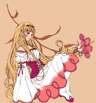  blonde_hair corset dress flower hair_ribbon haruo long_hair luserina_barows skirt suikoden suikoden_v 