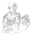  cao-cao japanese_clothes kimono lowres monochrome neon_genesis_evangelion short_hair yukata 
