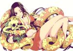  black_eyes black_hair boa_hancock breasts cape earrings huge_breasts jesssica_(tomare) jewelry long_hair no_bra one_piece salome_(one_piece) snake 