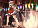  bad_id blonde_hair fire flandre_scarlet red_eyes short_hair side_ponytail solo touhou wings 