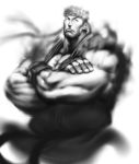  capcom cozy crossed_arms hands male monochrome muscle muscles ryuu_(street_fighter) street_fighter 