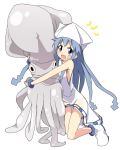 blue_hair blush ikamusume ixy shinryaku!_ikamusume solo squid sweatdrop tentacle tentacles 