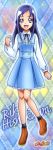  1girl absurdres blue_eyes blue_hair dokidoki!_precure dress happy highres hishikawa_rikka long_hair precure ribbon 