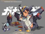  dividing_driver drill eraser gaogaigar goldion_hammer mazingkaizer mecha mecha_musume mouth_hold nail pencil personification robot wings yellow_eyes yuusha_ou_gaogaigar yuusha_series 