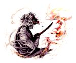  bandage bandages fire iduhara male red_eyes rurouni_kenshin shishio_makoto sword weapon 