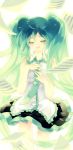  aqua_hair closed_eyes hajida hatsune_miku long_hair necktie open_mouth sheet_music singing skirt solo twintails very_long_hair vocaloid 