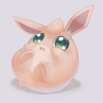  full_body gen_1_pokemon green_eyes grey_background kikuyoshi_(tracco) looking_at_viewer lying no_humans on_back open_mouth pokemon pokemon_(creature) solo tearing_up wigglytuff 