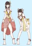  2girls black_hair blush breasts hinoa long_hair minoto monster_hunter monster_hunter_(series) monster_hunter_rise pointy_ears siblings summer swimsuit twins ye_ye_shengge 