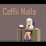  1girl animated black_footwear black_skirt breasts chair cup desk english_text glitch long_hair looping_animation lowres original pencil_skirt pink_eyes pixel_art shirt shoes short_sleeves sitting skirt solo sotie thank_you typewriter white_hair white_shirt 