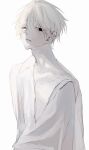  1boy black_eyes character_request collarbone g_ig98 highres one_eye_closed original shirt white_hair white_shirt 