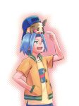  1boy 50kuike50namake backwards_hat gen_8_pokemon hat highres james_(pokemon) morpeko nasa_logo pokemon pokemon_(anime) pokemon_(creature) smile 