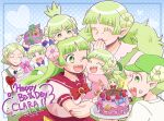  baby baseball_cap birthday birthday_cake birthday_party bow cake candle candy candy_cane closed_eyes covering_mouth demon_horns english_text family food gift green_hair hat heart horns looking_at_another mairimashita!_iruma-kun manaka_(pdx) one_eye_closed open_mouth pointy_ears red_nails sailor_collar school_uniform sharp_teeth smile teeth valac_clara valac_clara&#039;s_mother valac_keebow valac_konchie valac_ran_ran valac_sin_sin valac_urara 