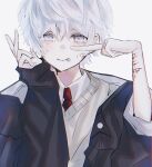  bandaid crying crying_with_eyes_open g_ig98 highres necktie original tears white_eyes white_hair wrist_cutting 