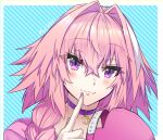  1boy artist_name astolfo_(fate) baseball_cap blush choker eyebrows_visible_through_hair fate/apocrypha fate_(series) hair_between_eyes haoro hat looking_at_viewer male_focus multicolored_hair otoko_no_ko pink_hair solo streaked_hair twitter_username two-tone_hair violet_eyes watermark white_hair 