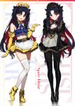  2girls absurdres belt black_eyes black_gloves black_hair fate/grand_order fate_(series) gloves hair_ribbon highres ishtar_(fate)_(all) jewelry looking_at_viewer maid_headdress multiple_girls red_eyes ribbon space_ishtar_(fate) twintails yd_(orange_maru) 