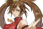  1girl brown_eyes brown_hair china_dress chinese_clothes dress guilty_gear guilty_gear_xrd hair_ornament hair_ring kuradoberi_jam long_hair looking_at_viewer portrait red_dress solo_focus twintails uncle_rabbit_ii 