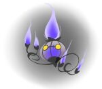  blank_eyes chandelure flower full_body gen_5_pokemon ghost gradient gradient_background grey_background no_humans pokemon pokemon_(creature) purple_flower simple_background solo vilepluff yellow_eyes 