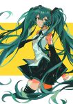  green_eyes green_hair hatsune_miku looking_at_viewer open_mouth simple_background skirt solo ttk211 twintails vocaloid 