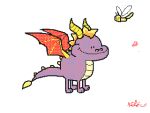  animated animated_gif border bouncing breathing_fire bug closed_eyes closed_mouth dragonfly fire flipnote_studio_(medium) from_side insect keke_(kokorokeke) looping_animation lowres signature smile spyro_(series) spyro_the_dragon white_border 