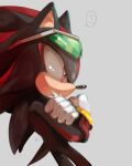  ... 1boy animal_nose closed_mouth crossed_arms eyewear_on_head from_side furry gloves male_focus misuta710 red_eyes serious shadow_the_hedgehog solo sonic_(series) sonic_riders spoken_ellipsis white_gloves 