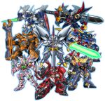  absurdres alteisen blue_eyes chibi clenched_hand cybuster didalion dygenguar energy_sword gunleon highres holding holding_sword holding_weapon huckebein_30 looking_at_viewer mecha no_humans official_art open_hand pile_bunker promotional_art science_fiction srx super_robot super_robot_wars super_robot_wars_30 super_robot_wars_dd super_robot_wars_z sword v-fin valhawk weapon yellow_eyes 