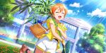  blush closed_eyes dress hoshizora_rin love_live!_school_idol_festival_all_stars orange_hair short_hair smile 