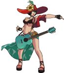  1girl adapted_costume black_hair flower full_body guilty_gear guilty_gear_strive hat i-no looking_at_viewer midriff navel phamoz red_headwear short_hair sunflower sunglasses very_short_hair witch_hat 